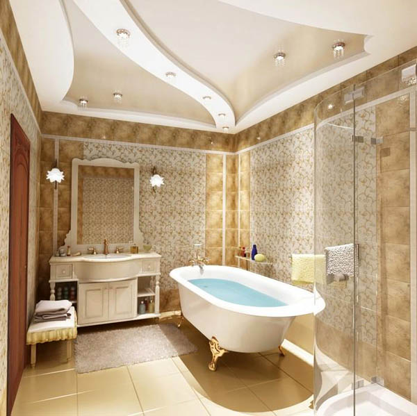 Plafond tendu dans la salle de bain Plafond tendu dans la salle de bain