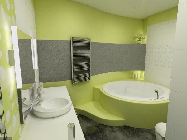 Murs peints dans la salle de bain