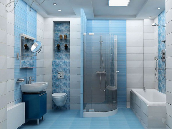 Salle de bain dans les tons bleus. Salle de bain dans les tons bleus.