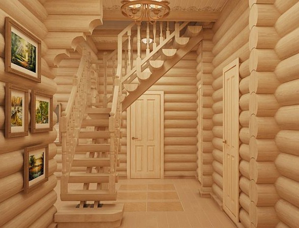 Couloir dans une maison en bois Couloir dans une maison en bois