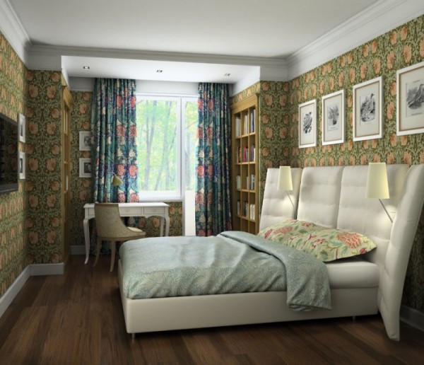 Chambre confortable avec papier peint sombre Chambre confortable avec papier peint sombre