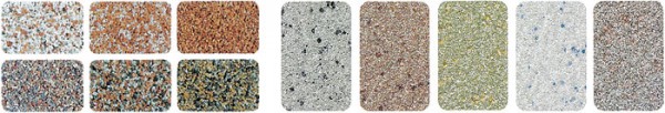 Le choix le plus riche de couleurs et de nuances (miette de pierre à gauche, quartz à droite) Le choix le plus riche de couleurs et de nuances (miette de pierre à gauche, quartz à droite)