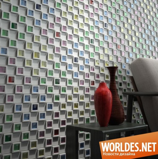 Décoration murale avec carreaux de porcelaine en trois dimensions Décoration murale avec carreaux de porcelaine en trois dimensions