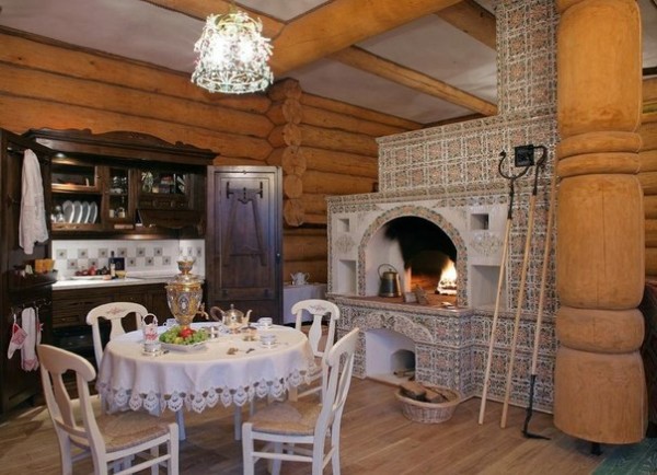 Intérieur de maison en bois rond calibré Intérieur de maison en bois rond calibré