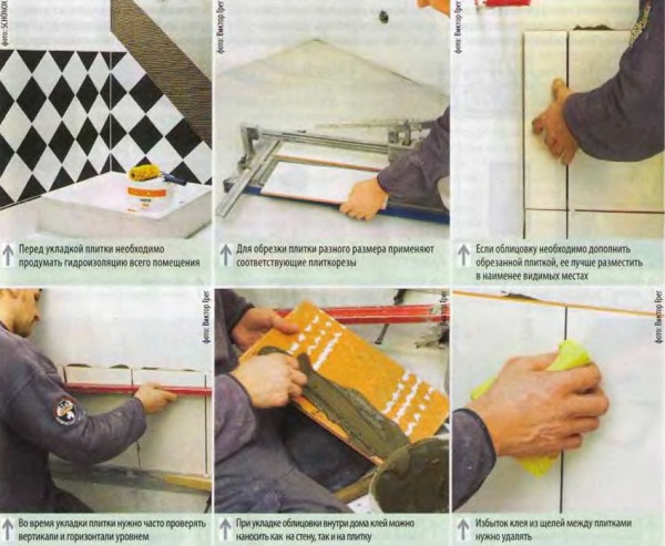 Installation de carreaux, étapes de travail Installation de carreaux, étapes de travail