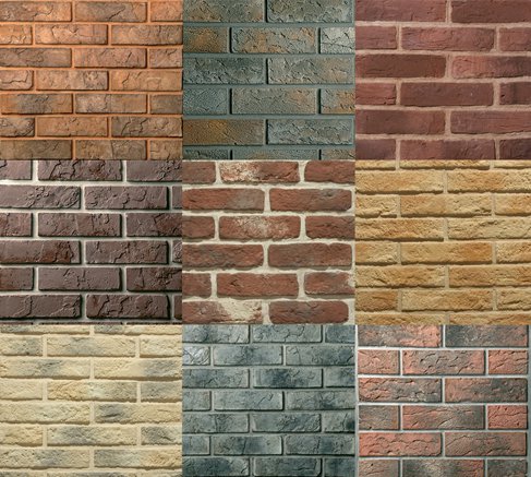 Une variété de panneaux en plastique imitant la maçonnerie Une variété de panneaux en plastique imitant la maçonnerie
