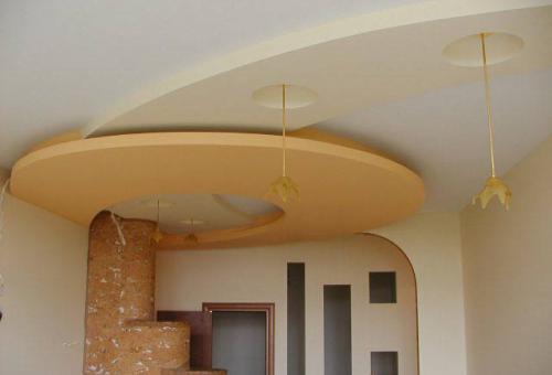 Décoration intérieure avec construction de plafond en plaques de plâtre Décoration intérieure avec construction de plafond en plaques de plâtre