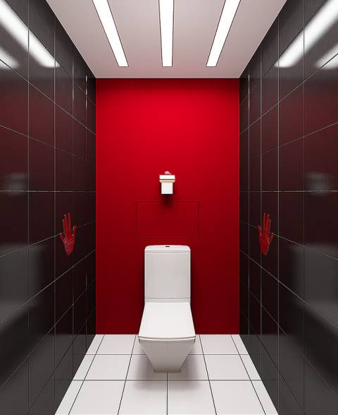 Toilettes carrelées: palette de couleurs non standard Toilettes carrelées: palette de couleurs non standard