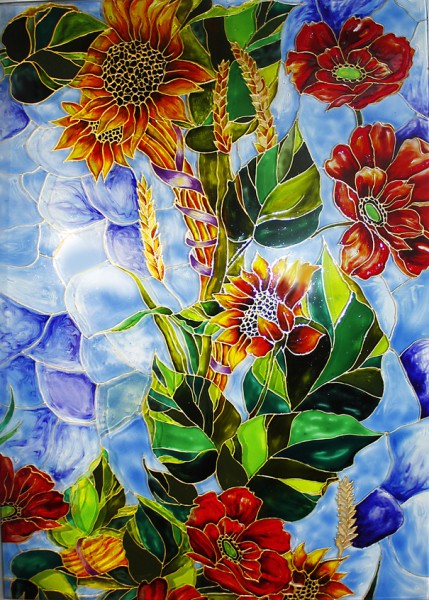 Peinture sur verre avec des vitraux Peinture sur verre avec des vitraux