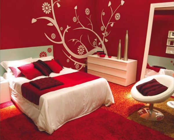 Chambre de mariage en rouge et blanc Chambre de mariage en rouge et blanc