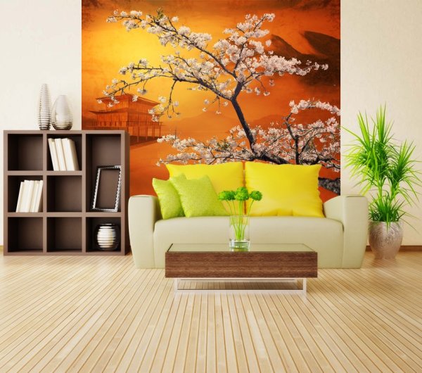 Arbre de Sakura à l'intérieur du salon Arbre de Sakura à l'intérieur du salon