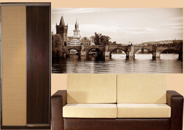 Photo murale surplombant le pont Charles à l'intérieur du salon