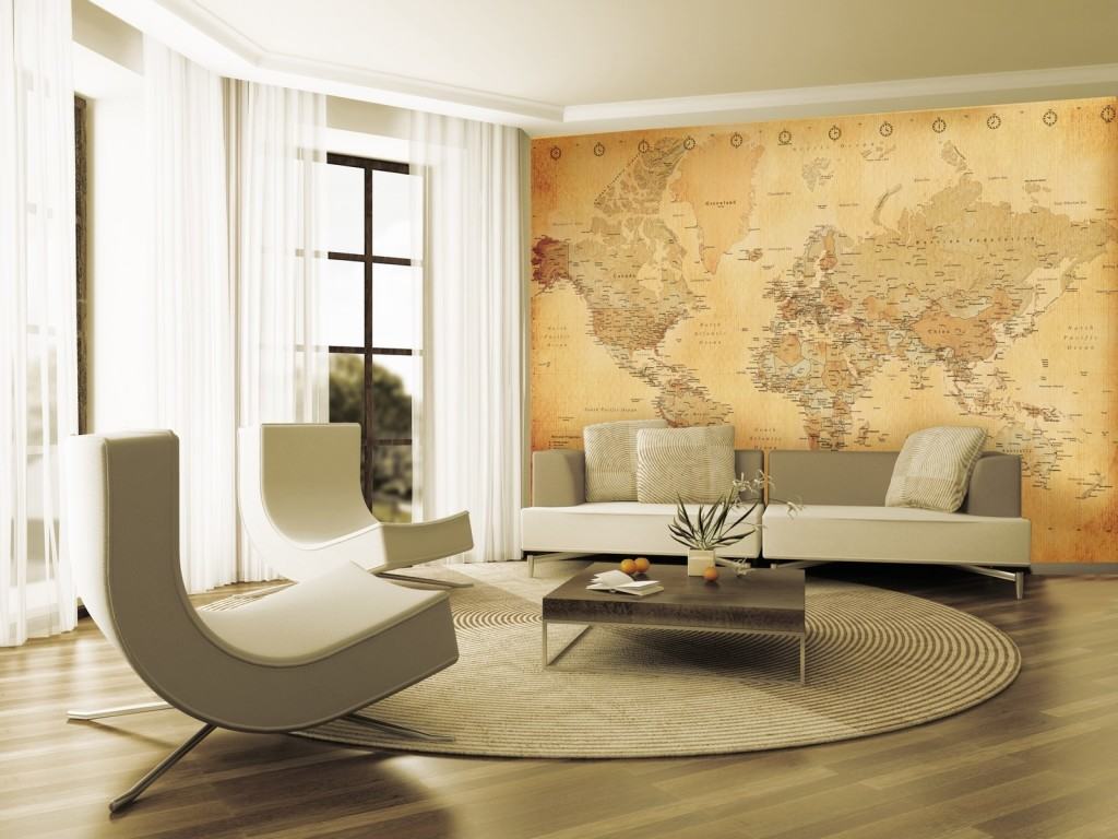 Papiers peints avec l'image de la carte du monde, à l'intérieur du salon Papiers peints avec l'image d'une carte du monde à l'intérieur du salon Papiers peints avec l'image d'une carte du monde à l'intérieur du salon