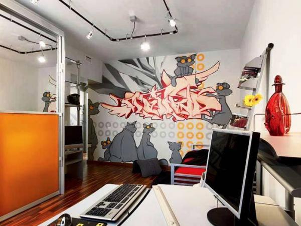 Papiers peints Graffiti à l'intérieur d'une chambre d'adolescent Papiers peints Graffiti à l'intérieur d'une chambre d'adolescent