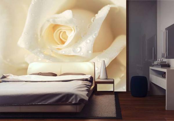 Papier peint rose à l'intérieur d'une chambre moderne