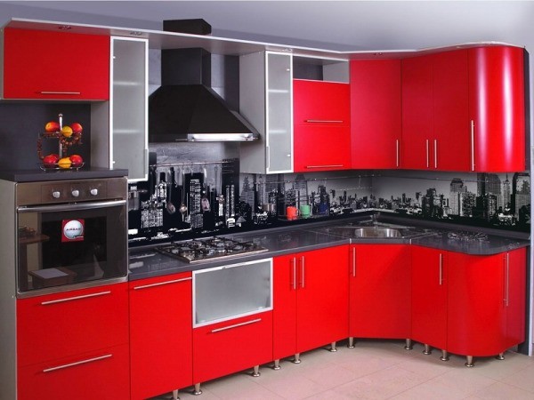 Rouge et noir à l'intérieur de la cuisine Rouge et noir à l'intérieur de la cuisine