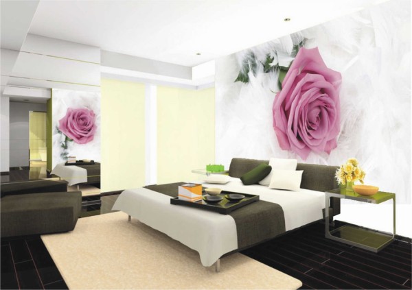 La rose la plus délicate sur le papier peint photo, à l'intérieur de la chambre