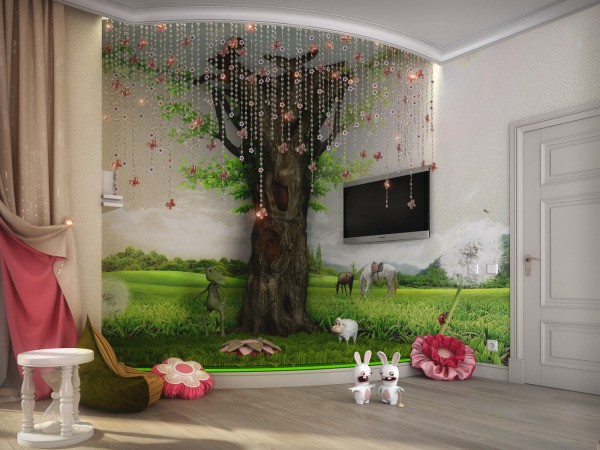 Intérieur original avec papier peint 3D