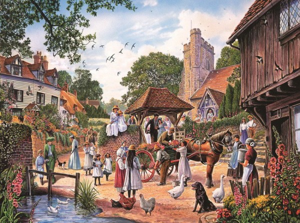 Papiers peints représentant la vie dans un vieux village anglais Papiers peints représentant la vie dans un vieux village anglais