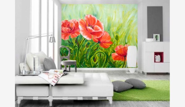 Papier peint mural coquelicots dans la chambre, ajoutez une touche lumineuse à l'intérieur moderne Papier peint mural coquelicots dans la chambre, ajoutez une touche lumineuse à l'intérieur moderne