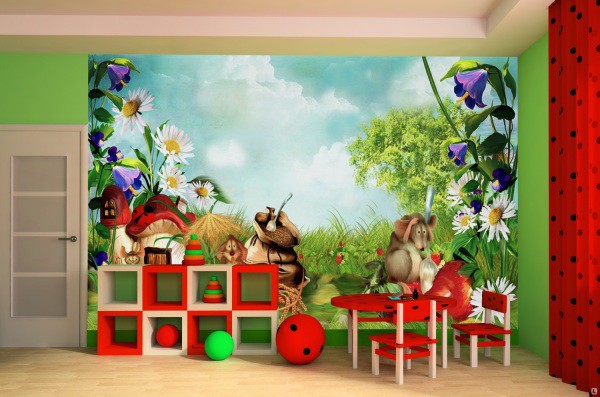 Les peintures murales pour la maternelle sont sélectionnées, bien qu'avec des images pour enfants, mais plus neutres, comme la nature, les animaux et un conte de fées, voir la photo pour un exemple Les peintures murales pour la maternelle sont sélectionnées, bien qu'avec des images pour enfants, mais plus neutres, comme la nature, les animaux et un conte de fées, voir la photo pour un exemple
