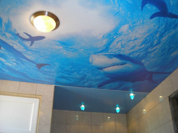 Plafond tendu dans la salle de bain Plafond tendu dans la salle de bain