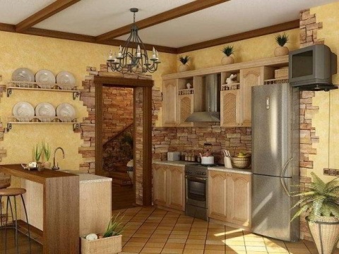 La combinaison de papier peint léger dans la cuisine La combinaison de papier peint léger dans la cuisine