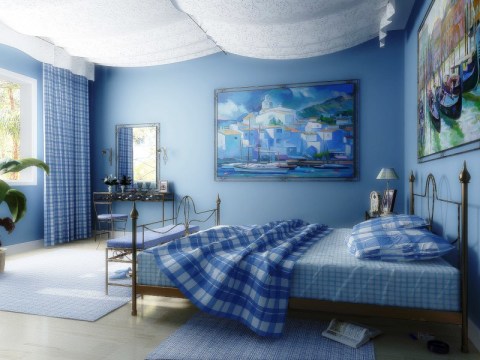 La combinaison de murs bleus avec un plafond blanc La combinaison de murs bleus avec un plafond blanc