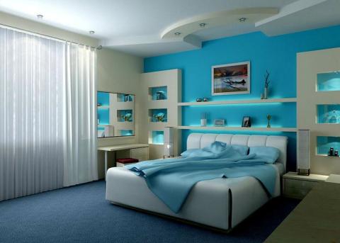 Chambre aux tons bleus. Chambre aux tons bleus.