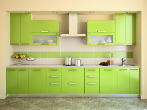 Design intérieur calme avec cuisine vert clair Design intérieur calme avec cuisine vert clair