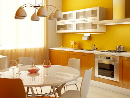 La couleur chaude rendra la cuisine plus lumineuse La couleur chaude rendra la cuisine plus lumineuse