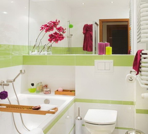 L'intérieur d'une petite salle de bain L'intérieur d'une petite salle de bain