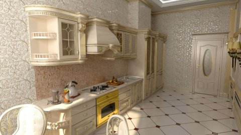 L'incarnation standard du style classique à l'intérieur de la cuisine L'incarnation standard du style classique à l'intérieur de la cuisine
