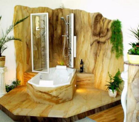 Salle de bain avec papiers peints flexibles Salle de bain avec papiers peints flexibles