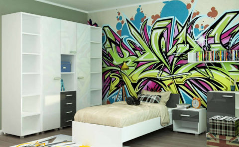 Peinture murale graffiti pour chambre d'adolescent Peinture murale graffiti pour chambre d'adolescent
